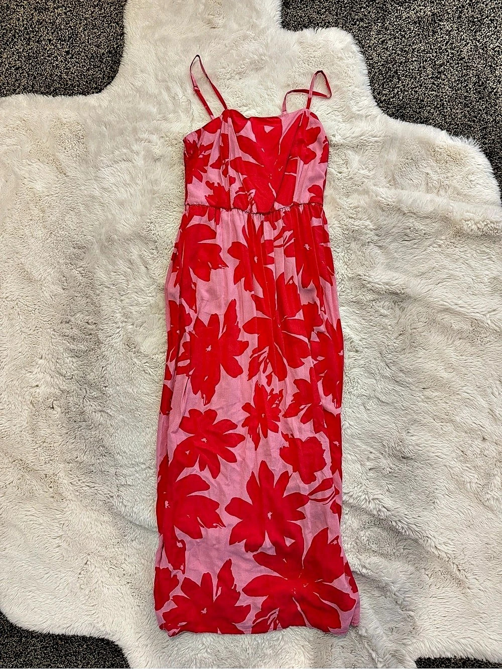 Floral Maxi Dress in Pink & Red Size XL